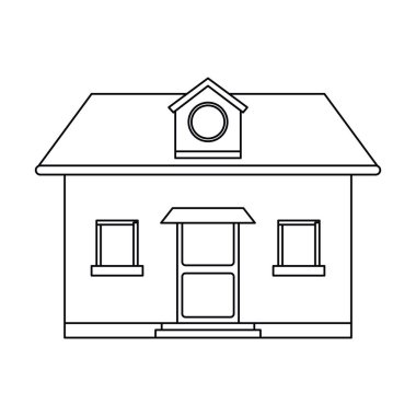 Önden Görünüm ev yuvarlak pencere loft anahat