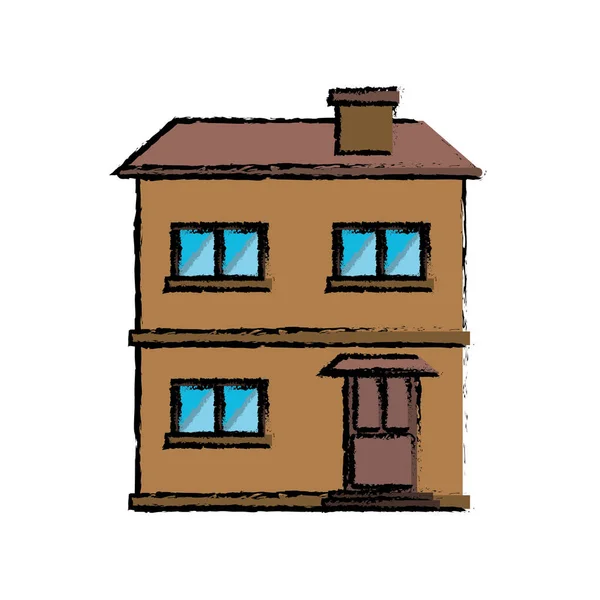 Desenho casa fachada estructura residencial — Vetor de Stock
