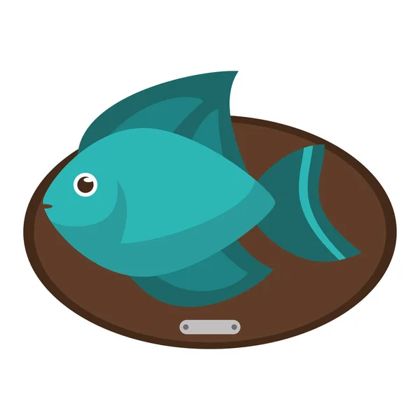 Fish animal cartoon over table design — Stock Vector