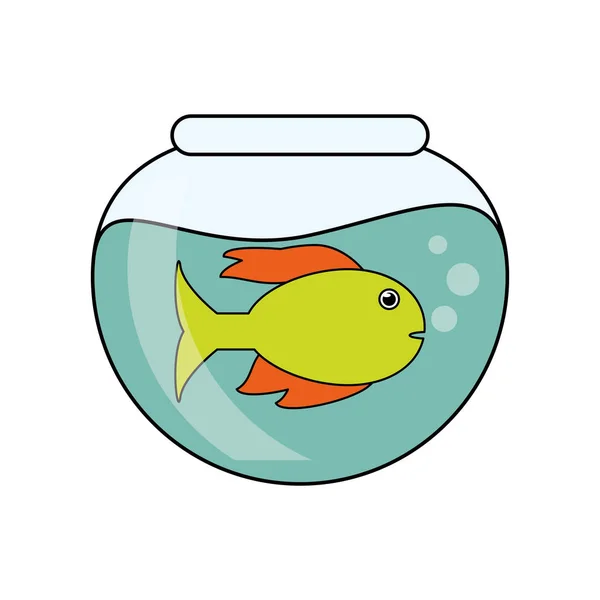 Pescado animal dibujos animados inisde bowl design — Archivo Imágenes Vectoriales
