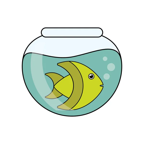 Риба тварин мультфільм Inisde Bowl дизайн — стоковий вектор