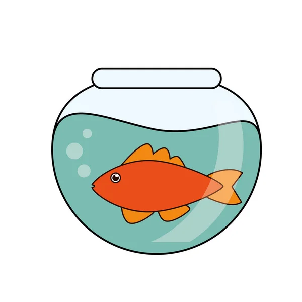 Pescado animal dibujos animados inisde bowl design — Archivo Imágenes Vectoriales