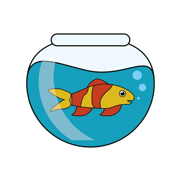 Fisk djur-tecknad serie inuti bowl design — Stock vektor