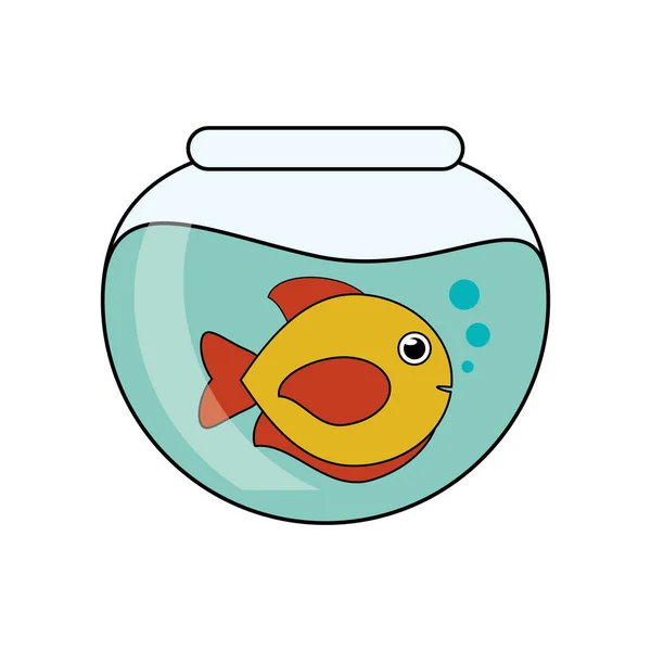 Fisk djur-tecknad serie inuti bowl design — Stock vektor
