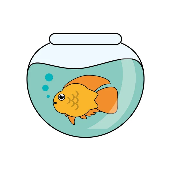 Dibujos animados de animales de pescado dentro del diseño bowl — Archivo Imágenes Vectoriales