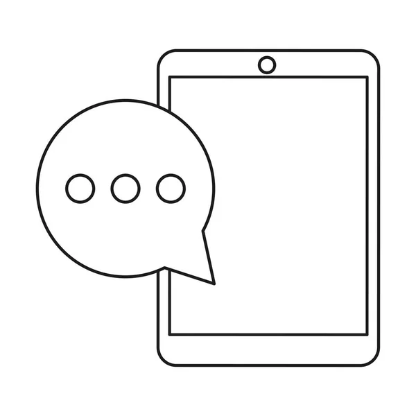 Mobile device bubble speech dialog outline — Stock Vector