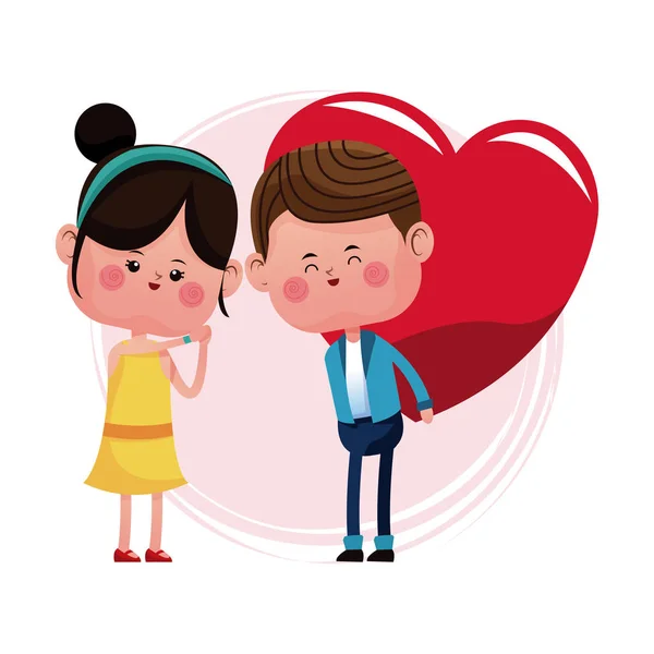 Paar liefdevolle geven groot rood hart — Stockvector
