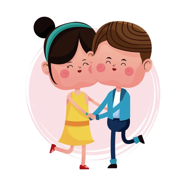 Pareja amante saltando alegre día — Vector de stock