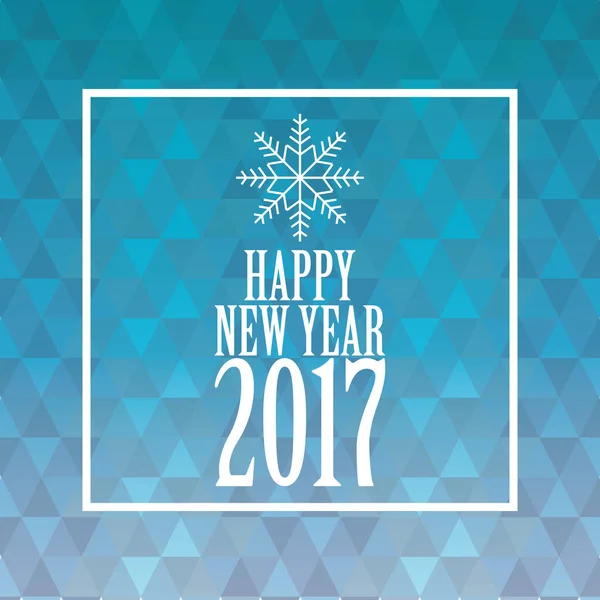 Felice anno nuovo 2017 biglietto di auguri fiocchi di neve e sfondo geometrico blu — Vettoriale Stock