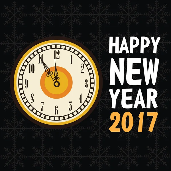 Felice anno nuovo 2017 biglietto di auguri vecchio orologio — Vettoriale Stock
