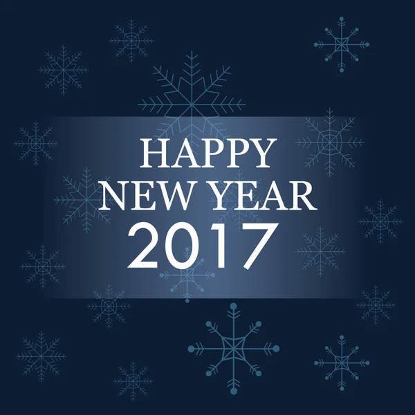 Felice anno nuovo 2017 biglietto di auguri blu sfondo fiocchi di neve — Vettoriale Stock