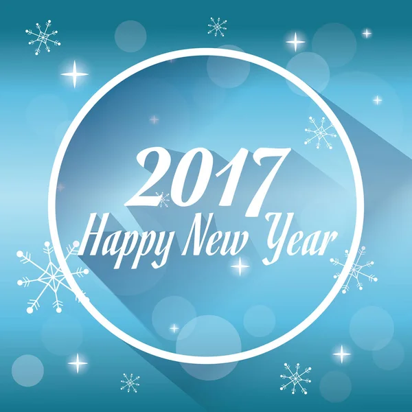 Felice anno nuovo 2017 biglietto di auguri luci innevate sfondo blu — Vettoriale Stock