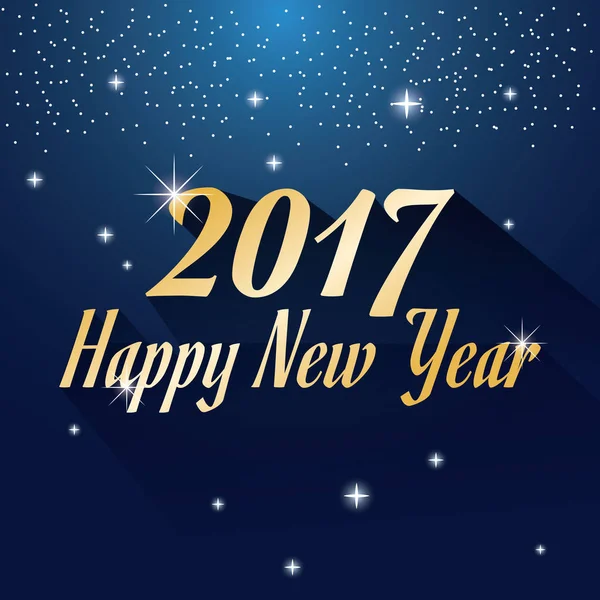 Felice anno nuovo 2017 biglietto di auguri luminoso sfondo blu — Vettoriale Stock