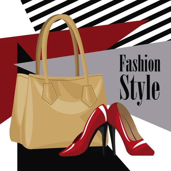 Fashion style accessory wo purse red heel — Stock Vector