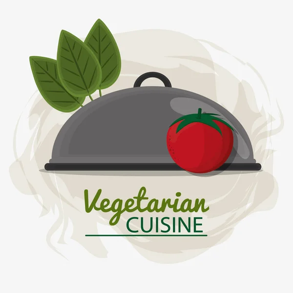 Tomaat verlaat vegetarische keuken lade service — Stockvector