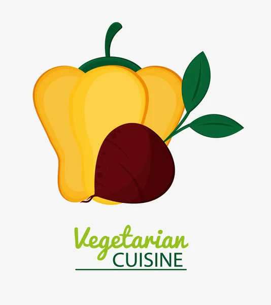 Betterave et poivron jaune légumes cuisine végétarienne — Image vectorielle