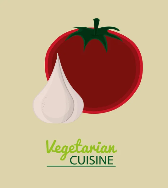 Tomaat knoflook plantaardige vegetarische keuken — Stockvector