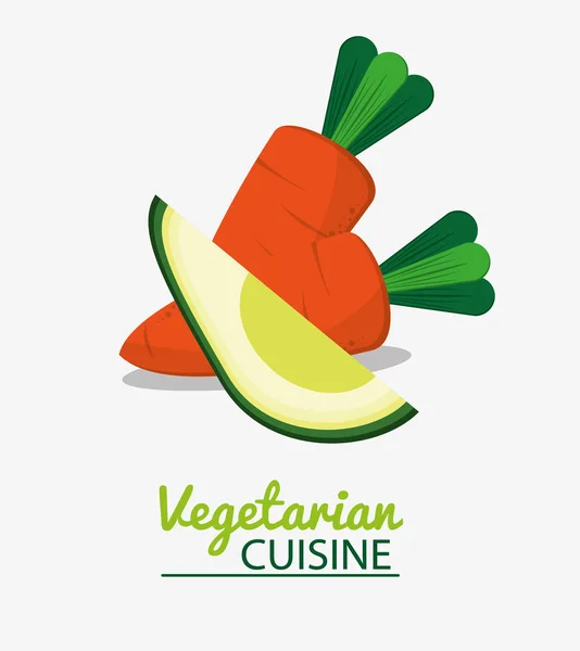 Tranches avocat carottes légumes cuisine végétarienne — Image vectorielle
