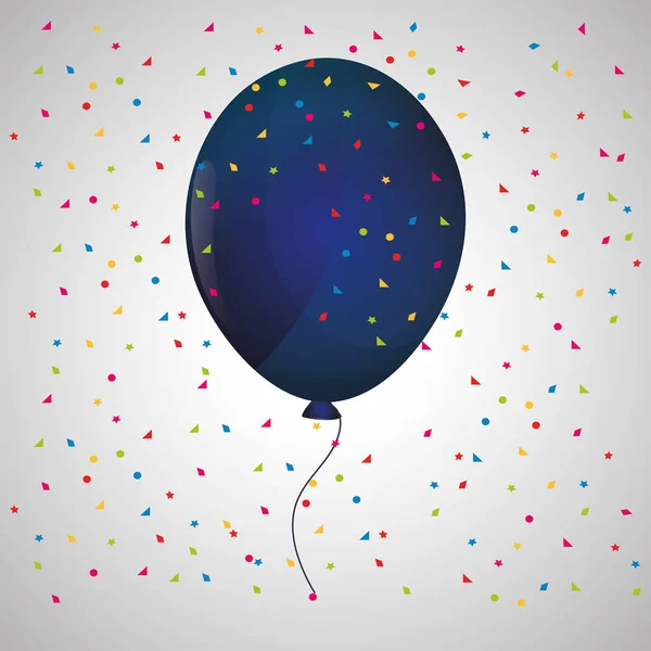 Blue balloon confetti  white background — Stock Vector