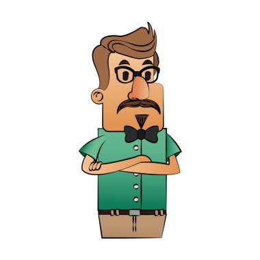 İzole hipster adam karikatür tasarım