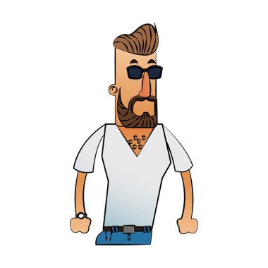 İzole hipster adam karikatür tasarım