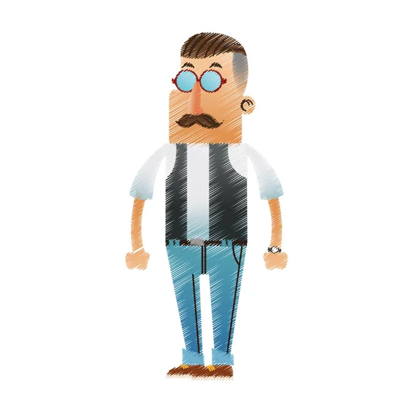 Diseño de dibujos animados hombre hipster aislado — Vector de stock