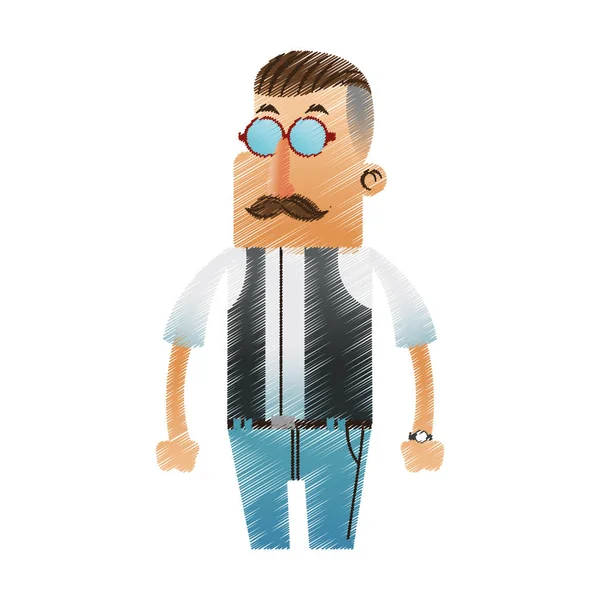 Diseño de dibujos animados hombre hipster aislado — Vector de stock