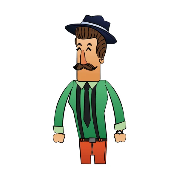 Geïsoleerde hipster man cartoon design — Stockvector