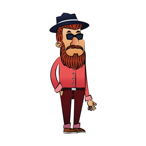 Geïsoleerde hipster man cartoon design — Stockvector