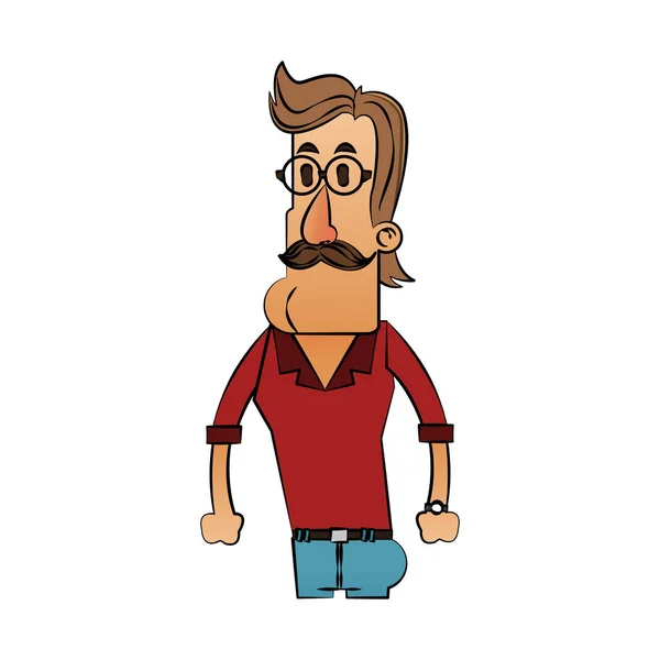 Diseño de dibujos animados hombre hipster aislado — Vector de stock