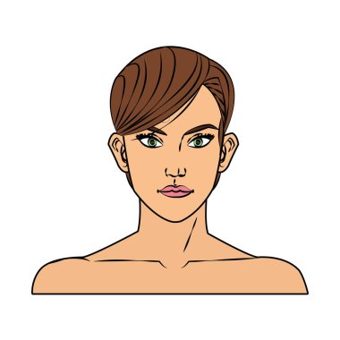 İzole kadın yüz karikatür tasarım