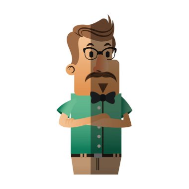 İzole hipster adam karikatür tasarım
