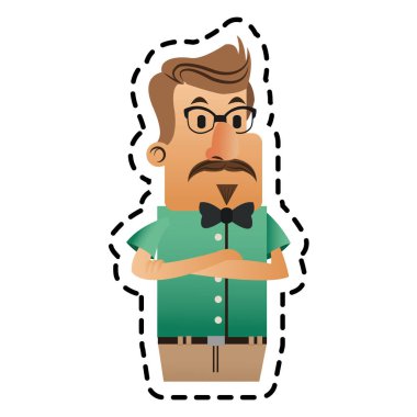 İzole hipster adam karikatür tasarım