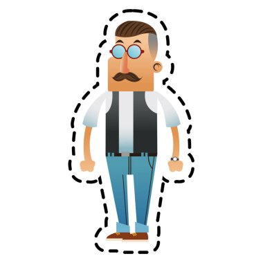 İzole hipster adam karikatür tasarım