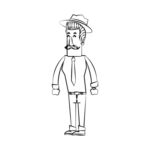 Isolado homem hipster desenho animado — Vetor de Stock