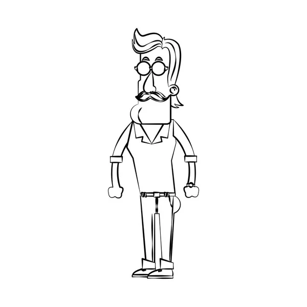 İzole hipster adam karikatür tasarım — Stok Vektör