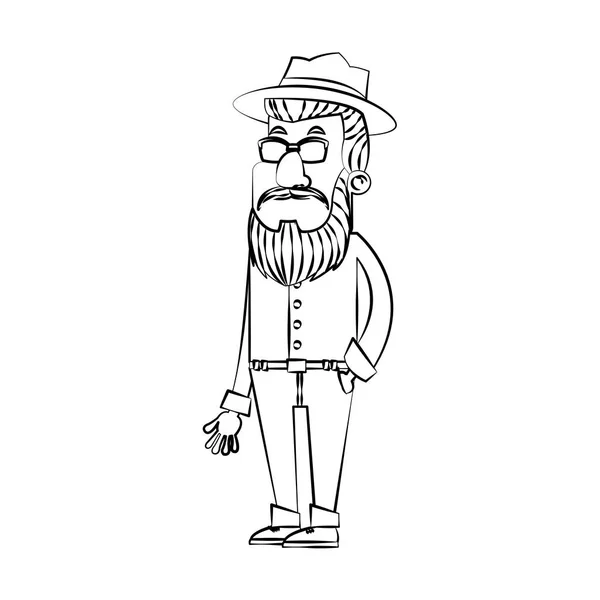 Isolado homem hipster desenho animado — Vetor de Stock