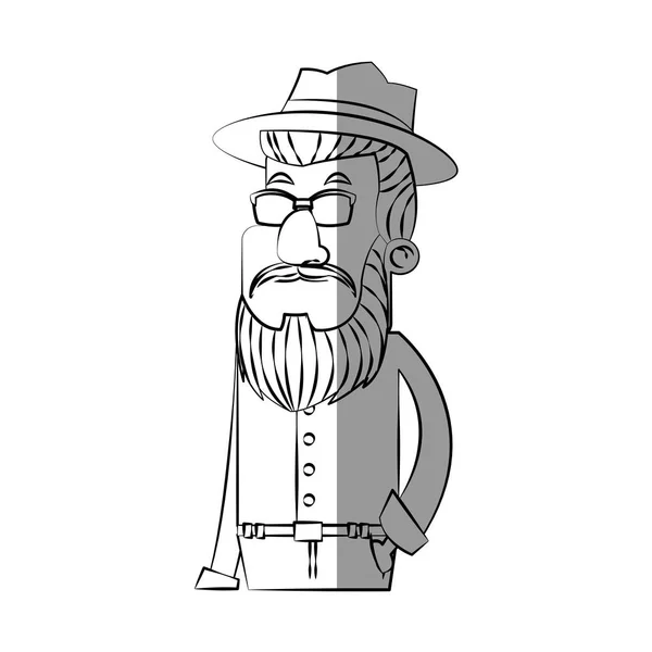 Isolado homem hipster desenho animado — Vetor de Stock
