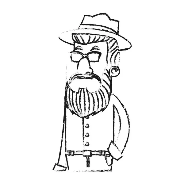 Diseño de dibujos animados hombre hipster aislado — Vector de stock