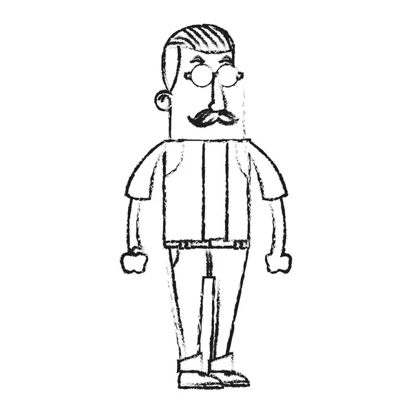 Kreskówka mężczyzna na białym tle hipster — Wektor stockowy