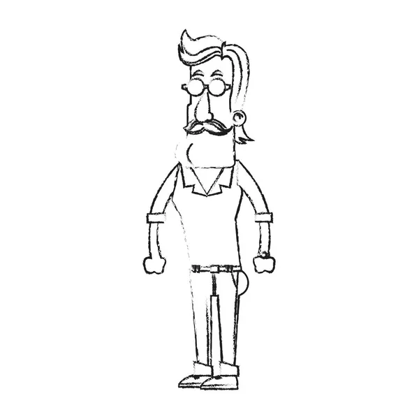Isolato hipster uomo disegno del fumetto — Vettoriale Stock