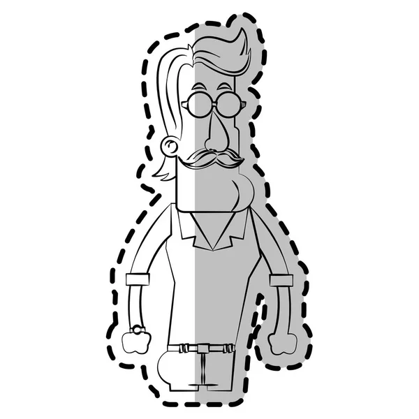 Diseño de dibujos animados hombre hipster aislado — Vector de stock