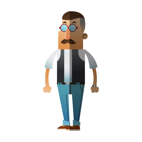 Isolado homem hipster desenho animado —  Vetores de Stock