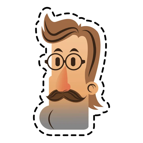 Diseño de dibujos animados hombre hipster aislado — Vector de stock