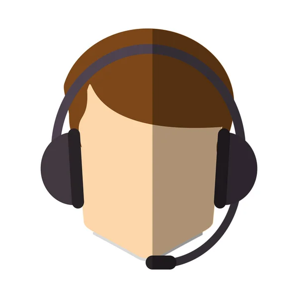 Isolated operator man with headphone design — Stock Vector