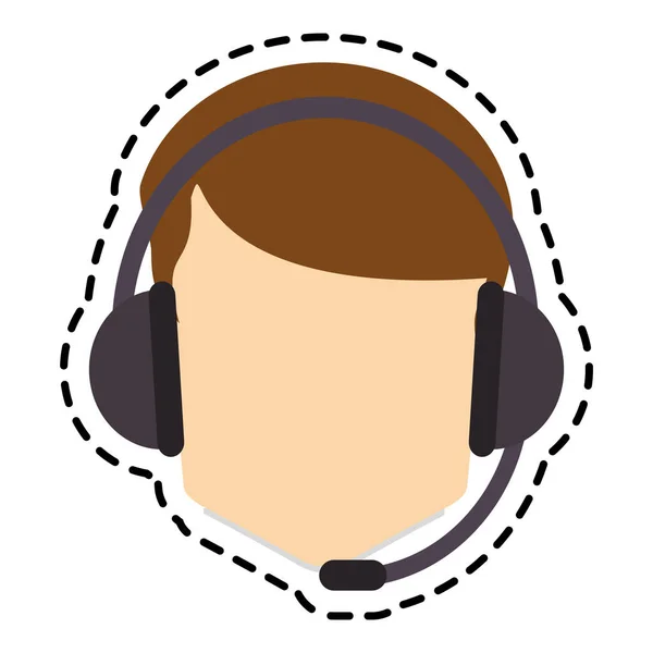 Homem operador isolado com design de fone de ouvido — Vetor de Stock