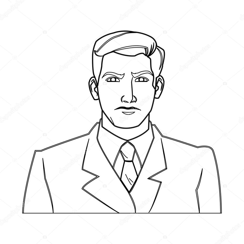 Hombre aislado de dibujos animados con diseño de traje Vector de