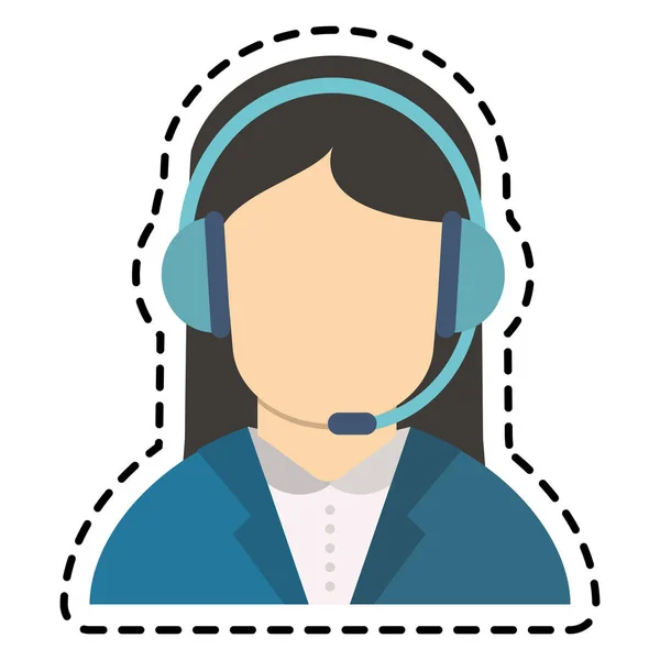 İzole operatör kadın kulaklık tasarımı ile — Stok Vektör
