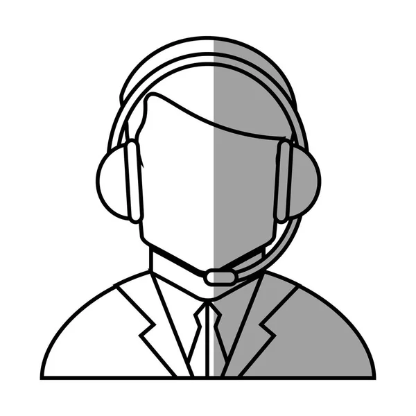 Homem operador com design de fone de ouvido — Vetor de Stock