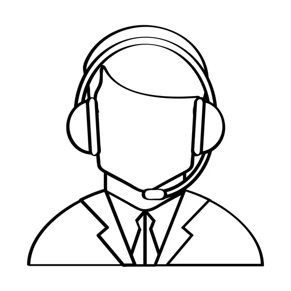 Operador hombre con diseño de auriculares — Vector de stock